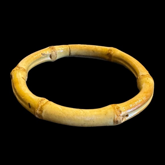 Vintage Wood Bamboo Light Weight Bangle Bracelets Lot Of 2 Bohemian - Picture 2 of 16